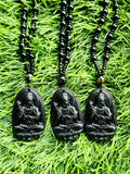 Black Obsidian Kwan Yin Pendant with Obsidian Bead Mala – A Sacred Blend of Peace, Protection, and Prosperity | Gemstone Mala | Birthday Gift | Valentine gift | Mother's Day gift | ONE PEICE ONLY