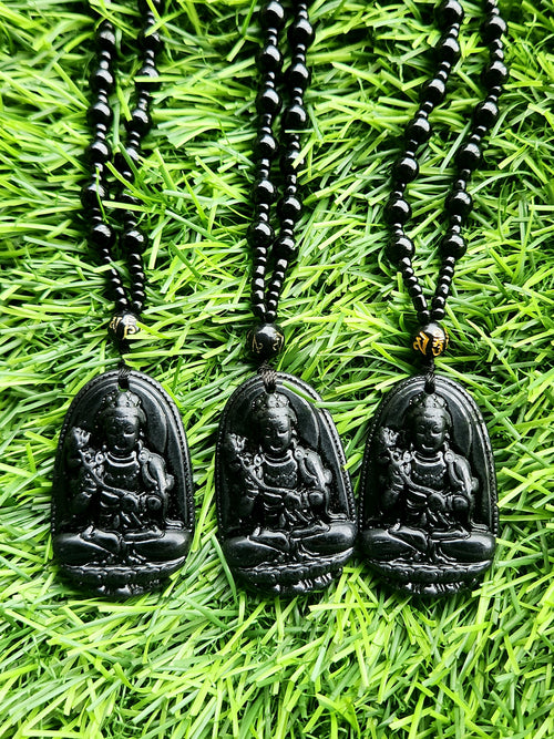 Black Obsidian Kwan Yin Pendant with Obsidian Bead Mala – A Sacred Blend of Peace, Protection, and Prosperity | Gemstone Mala | Birthday Gift | Valentine gift | Mother's Day gift | ONE PEICE ONLY