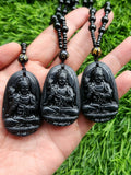 Black Obsidian Kwan Yin Pendant with Obsidian Bead Mala – A Sacred Blend of Peace, Protection, and Prosperity | Gemstone Mala | Birthday Gift | Valentine gift | Mother's Day gift | ONE PEICE ONLY