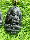 Black Obsidian Kwan Yin Pendant with Obsidian Bead Mala – A Sacred Blend of Peace, Protection, and Prosperity | Gemstone Mala | Birthday Gift | Valentine gift | Mother's Day gift | ONE PEICE ONLY