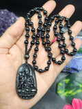 Black Obsidian Kwan Yin Pendant with Obsidian Bead Mala – A Sacred Blend of Peace, Protection, and Prosperity | Gemstone Mala | Birthday Gift | Valentine gift | Mother's Day gift | ONE PEICE ONLY