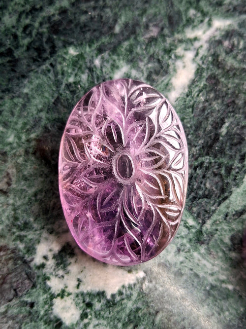 Ametrine Floral Carved Oval Shape Pendant – A Blend of Elegance, Energy and Empowerment | Birthday Gift | Valentine gift | Mother's Day gift