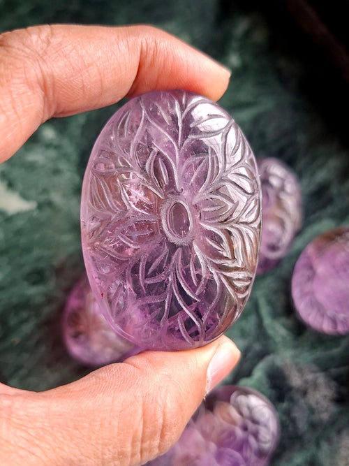 Ametrine Floral Carved Oval Shape Pendant – A Blend of Elegance, Energy and Empowerment | Birthday Gift | Valentine gift | Mother's Day gift