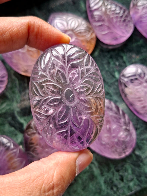 Ametrine Floral Carved Oval Shape Pendant – A Blend of Elegance, Energy and Empowerment | Birthday Gift | Valentine gift | Mother's Day gift