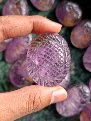 Ametrine Geometric Carved Oval Shape Gemstone For Pendant or Jewelry Making – A Perfect Blend of Creative Energy, Calmness and Intuition | Weight 35 gms