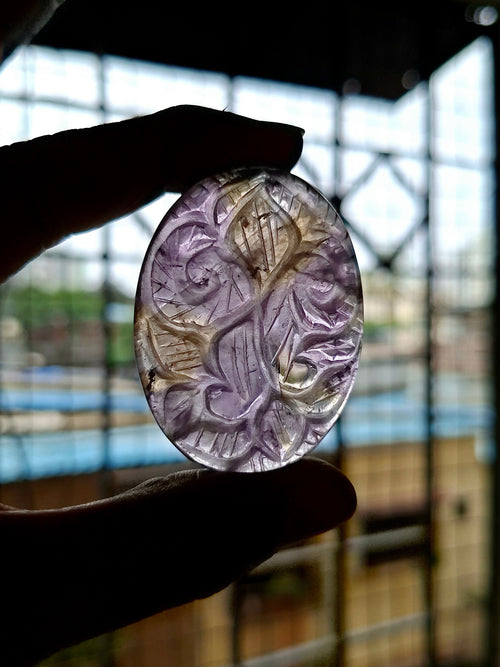 Ametrine Floral Carved Oval Shape Pendant – Spark Your Creativity and Awaken Intuition with Natural Harmony