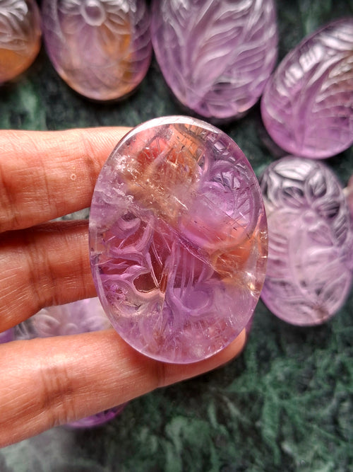 Ametrine Floral Carved Oval Shape Pendant – Spark Your Creativity and Awaken Intuition with Natural Harmony