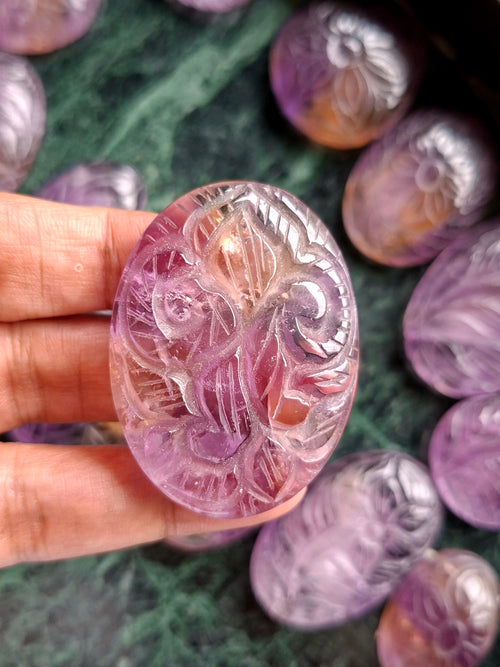 Ametrine Floral Carved Oval Shape Pendant – Spark Your Creativity and Awaken Intuition with Natural Harmony
