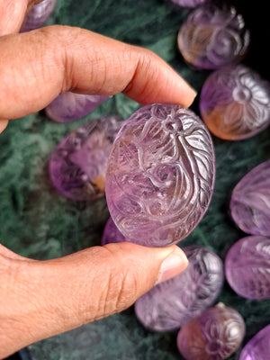 Ametrine Floral Carved Oval Shape Gemstone for Pendant or jewelry making – A Symbol of Inspired Thought, Inner Calm and Spiritual Grace | Weight 35 gms