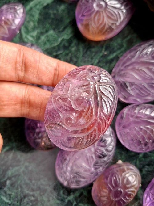 Ametrine Floral Carved Oval Shape Pendant – A Symbol of Inspired Thought, Inner Calm and Spiritual Grace | Weight 35 gms