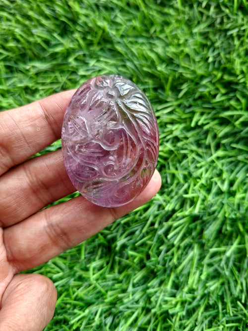 Ametrine Floral Carved Oval Shape Pendant – A Symbol of Inspired Thought, Inner Calm and Spiritual Grace | Weight 35 gms