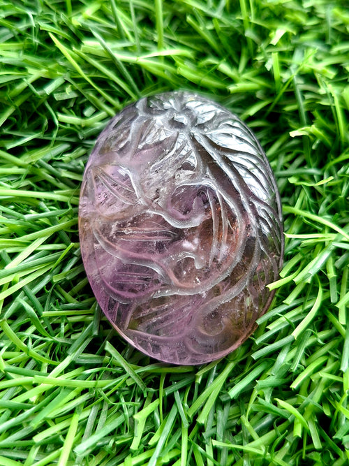 Ametrine Floral Carved Oval Shape Pendant – A Symbol of Inspired Thought, Inner Calm and Spiritual Grace | Weight 35 gms