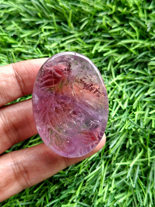 Ametrine Floral Carved Oval Shape Pendant – A Symbol of Inspired Thought, Inner Calm and Spiritual Grace | Weight 35 gms