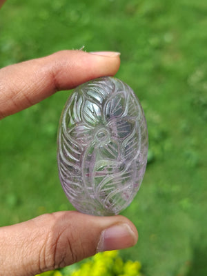 Ametrine Floral Carved Oval Shape gemstone for Pendant or Jewelry Making – A Harmonious Gem of Creativity, Intuition & Elegance | Weight 37 gms