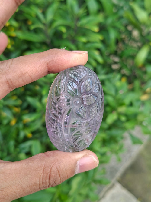 Ametrine Floral Carved Oval Shape Pendant – A Harmonious Gem of Creativity, Intuition & Elegance | Weight 37 gms