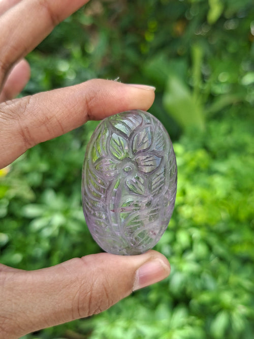 Ametrine Floral Carved Oval Shape Pendant – A Harmonious Gem of Creativity, Intuition & Elegance | Weight 37 gms
