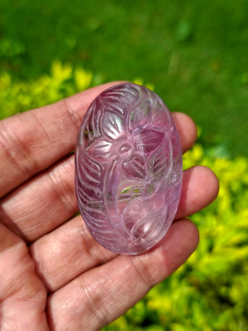 Ametrine Floral Carved Oval Shape Pendant – A Harmonious Gem of Creativity, Intuition & Elegance | Weight 37 gms