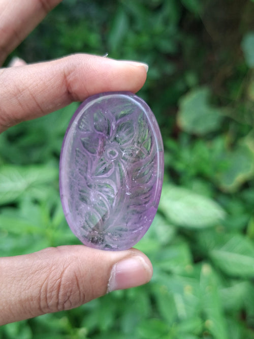 Ametrine Floral Carved Oval Shape Pendant – A Harmonious Gem of Creativity, Intuition & Elegance | Weight 37 gms