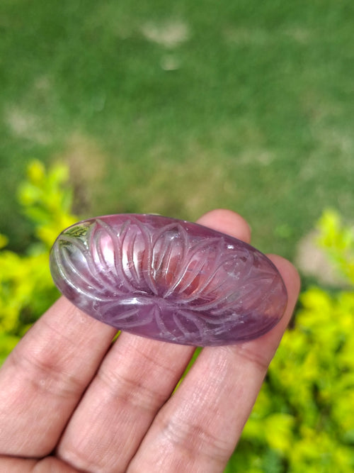 Ametrine Lotus Floral Carved Oval Shape Pendant – A Radiant Symbol of Inner Wisdom, Creativity and Balance | Birthday Gift | Valentine gift | Mother's Day gift