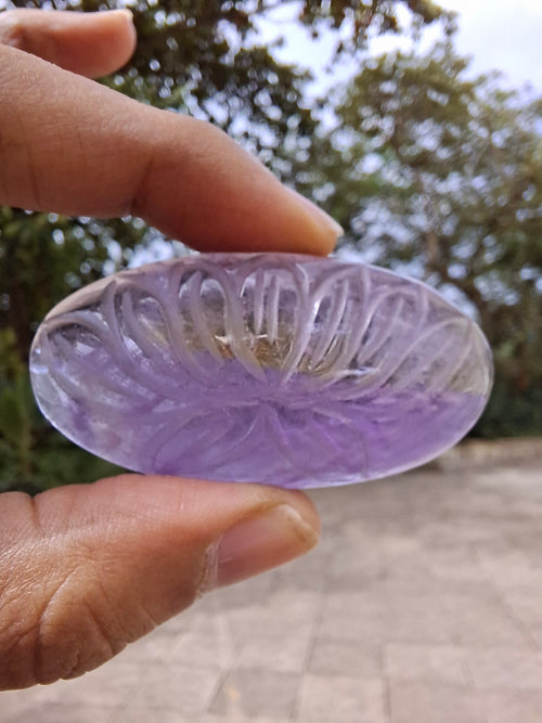 Ametrine Lotus Floral Carved Oval Shape Pendant – A Radiant Symbol of Inner Wisdom, Creativity and Balance | Birthday Gift | Valentine gift | Mother's Day gift