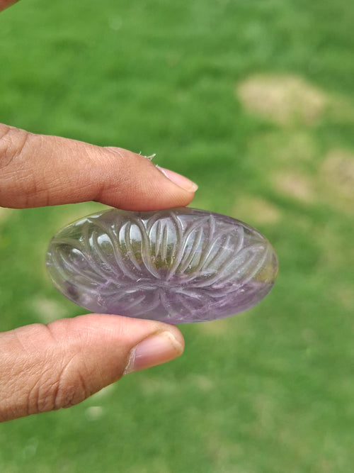 Ametrine Lotus Floral Carved Oval Shape Pendant – A Radiant Symbol of Inner Wisdom, Creativity and Balance | Birthday Gift | Valentine gift | Mother's Day gift