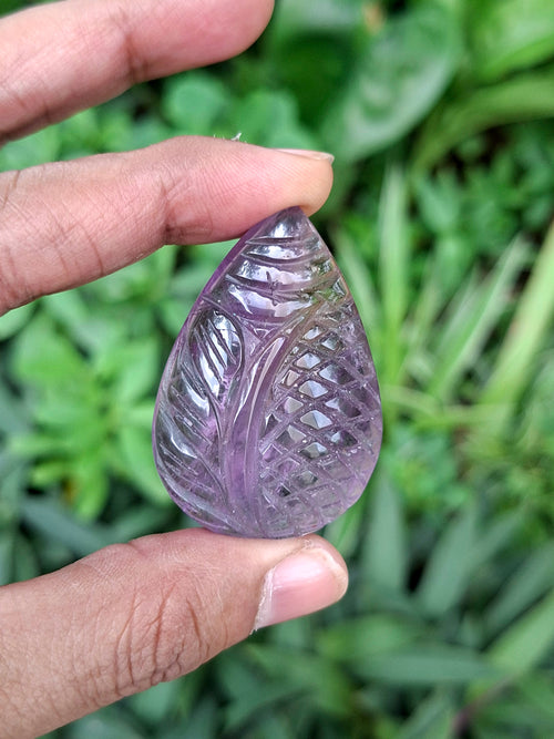 Ametrine Floral Carving Tear Drop Pendant – A Symbol of Serenity and Strength