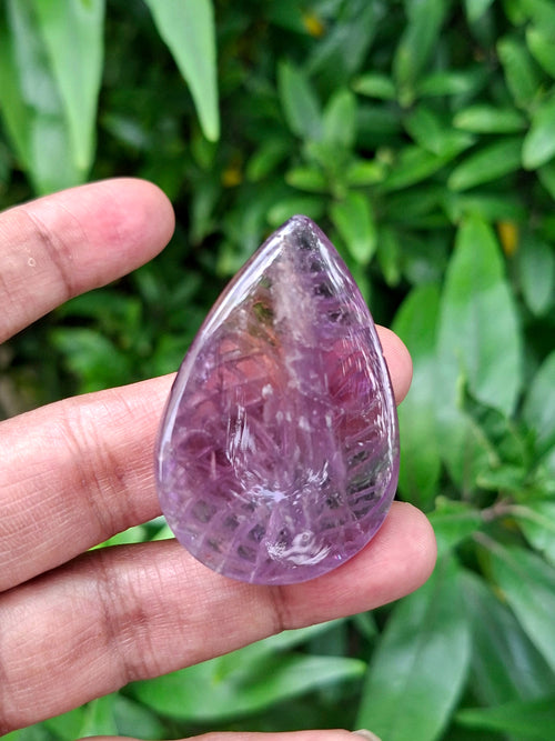 Ametrine Floral Carving Tear Drop Pendant – A Symbol of Serenity and Strength