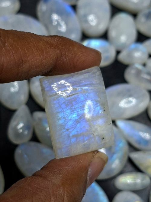 Rainbow Moonstone Flashy Cabochons Lot of 130 Pieces – High Quality Gemstones for Jewelry Making, Healing Crystal for Calm Mind & Protection | Loose Gemstone