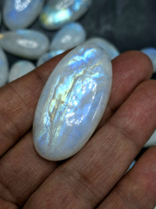 Rainbow Moonstone Flashy Cabochons Lot of 130 Pieces – High Quality Gemstones for Jewelry Making, Healing Crystal for Calm Mind & Protection | Loose Gemstone