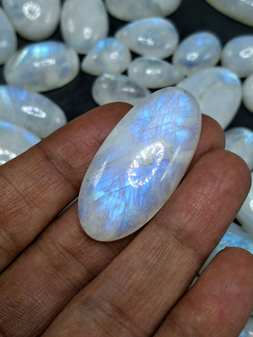 Rainbow Moonstone Flashy Cabochons Lot of 130 Pieces – High Quality Gemstones for Jewelry Making, Healing Crystal for Calm Mind & Protection | Loose Gemstone