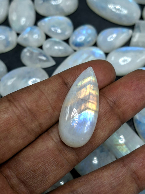 Rainbow Moonstone Flashy Cabochons Lot of 130 Pieces – High Quality Gemstones for Jewelry Making, Healing Crystal for Calm Mind & Protection | Loose Gemstone