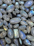 Rainbow Moonstone Flashy Cabochons Lot of 130 Pieces – High Quality Gemstones for Jewelry Making, Healing Crystal for Calm Mind & Protection | Loose Gemstone