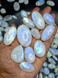 Rainbow Moonstone Flashy Cabochons Lot of 130 Pieces – High Quality Gemstones for Jewelry Making, Healing Crystal for Calm Mind & Protection | Loose Gemstone