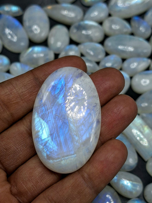 Rainbow Moonstone Flashy Cabochons Lot of 130 Pieces – High Quality Gemstones for Jewelry Making, Healing Crystal for Calm Mind & Protection | Loose Gemstone