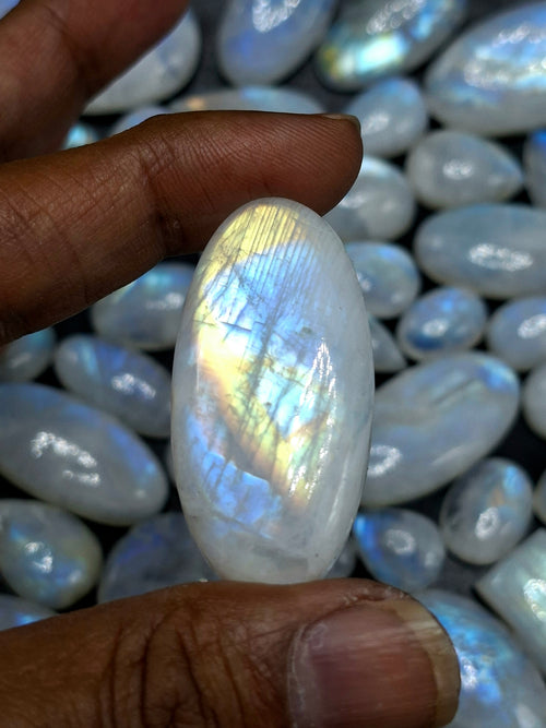 Rainbow Moonstone Flashy Cabochons Lot of 130 Pieces – High Quality Gemstones for Jewelry Making, Healing Crystal for Calm Mind & Protection | Loose Gemstone