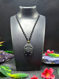 Black Obsidian Bodhisattva Pendant with Obsidian Bead Mala: A Spiritual Symbol of Compassion and Protection | ONE PEICE ONLY