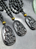 Black Obsidian Kwan Yin Pendant with Obsidian Bead Mala – A Divine Blend of Protection, Compassion, and Spiritual Harmony | Gemstone Mala | Birthday Gift