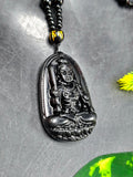 Black Obsidian Achala Pendant with Beaded Mala – A Symbol of Unshakable Strength, Protection, and Spiritual Discipline | Gemstone Mala | Birthday Gift