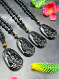 Black Obsidian Kwan Yin Pendant with Obsidian Bead Mala – A Divine Blend of Protection, Compassion, and Spiritual Harmony | Gemstone Mala | Birthday Gift | ONE PIECE ONLY