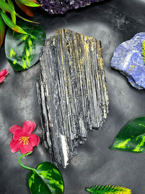 Black Tourmaline Specimen – 1800 gms, 4 Inches Powerful Crystal for Protection, Grounding, Healing & Home Décor