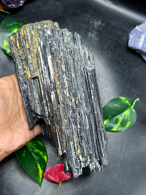 Black Tourmaline Specimen – 1800 gms, 4 Inches Powerful Crystal for Protection, Grounding, Healing & Home Décor