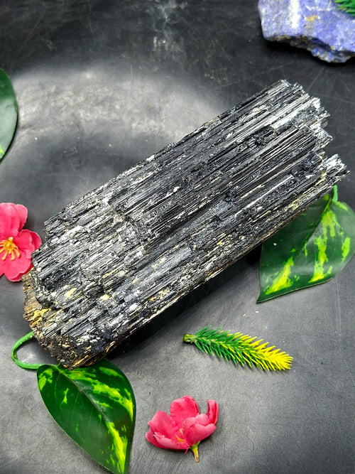 Black Tourmaline Specimen – 1800 gms, 4 Inches Powerful Crystal for Protection, Grounding, Healing & Home Décor