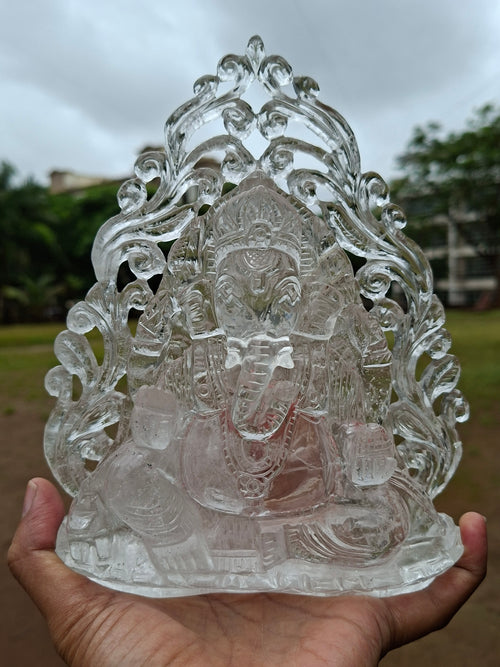 Lord Ganesh Statue in Himalayan Quartz: A Divine Symbol of Peace, Prosperity, and Spiritual Healing | Reiki/Chakra/Healing/Energy | Home Decor