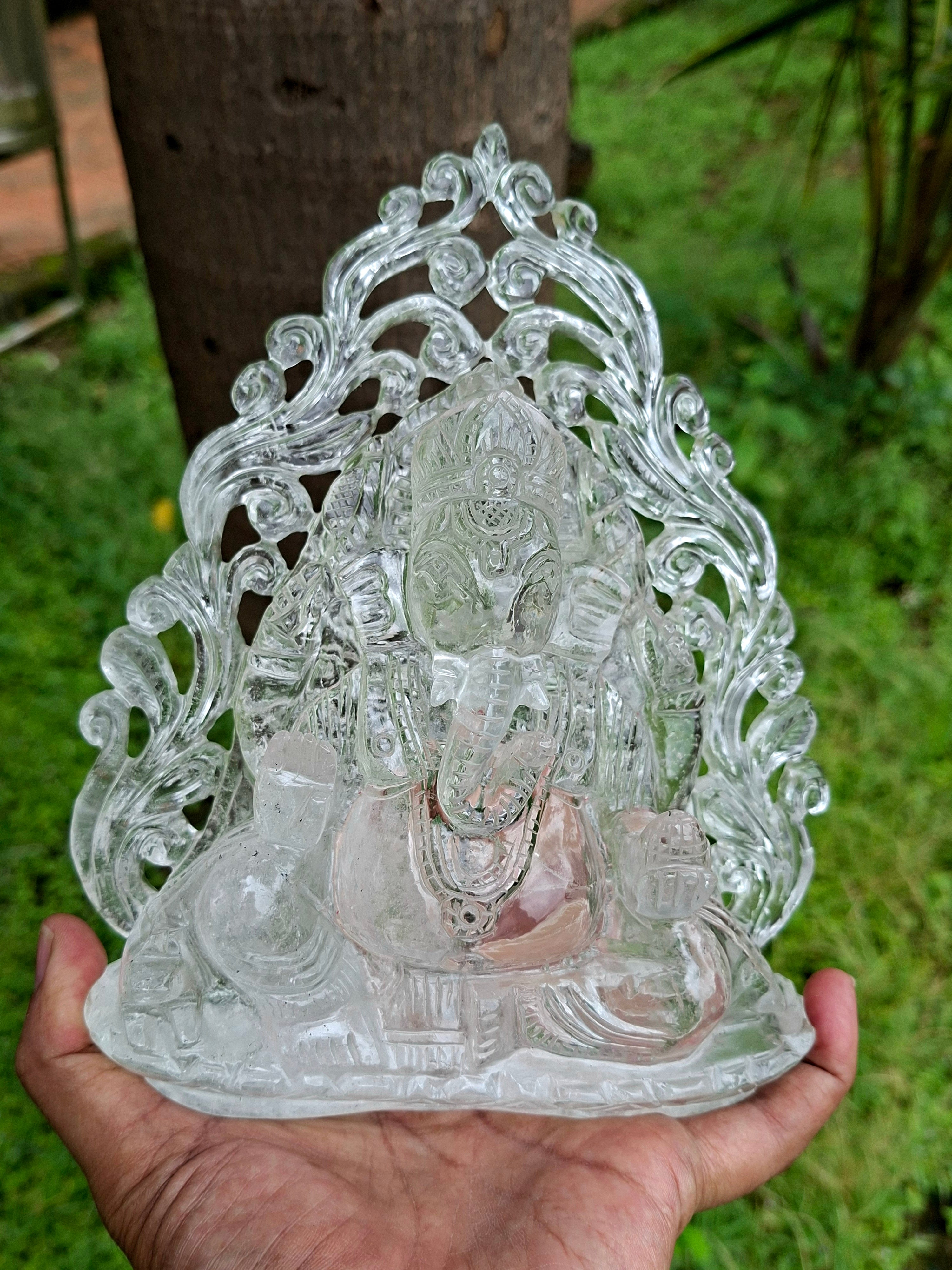 Lord Ganesh Statue in Himalayan Quartz: A Divine Symbol of Peace, Prosperity, and Spiritual Healing | Reiki/Chakra/Healing/Energy | Home Decor