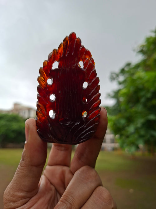 Goddess Kali Statue in Hessonite Garnet (Gomed) Stone: Elevate Your Space with Divine Power and Prosperity | Weight 710 carats