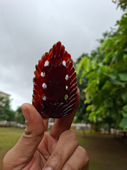 Goddess Kali Statue in Hessonite Garnet (Gomed) Stone: Elevate Your Space with Divine Power and Prosperity | Weight 710 carats