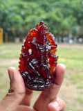 Goddess Kali Statue in Hessonite Garnet (Gomed) Stone: Elevate Your Space with Divine Power and Prosperity | Weight 710 carats