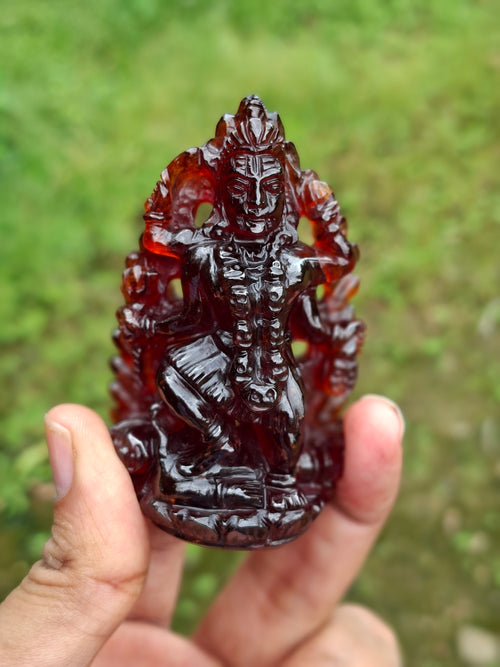 Goddess Kali Statue in Hessonite Garnet (Gomed) Stone: Elevate Your Space with Divine Power and Prosperity | Weight 710 carats