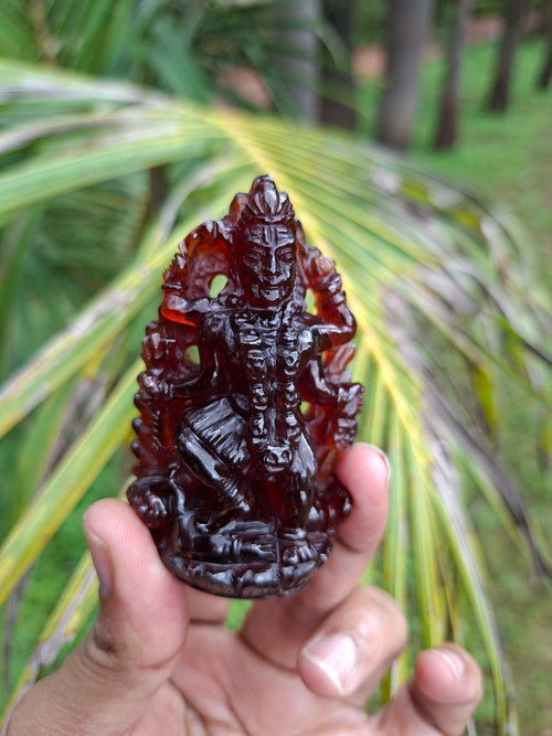 Goddess Kali Statue in Hessonite Garnet (Gomed) Stone: Elevate Your Space with Divine Power and Prosperity | Weight 710 carats