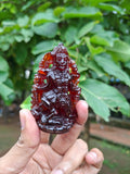 Goddess Kali Statue in Hessonite Garnet (Gomed) Stone: Elevate Your Space with Divine Power and Prosperity | Weight 710 carats